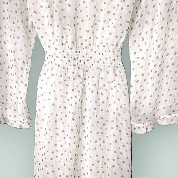 Vtg Oscar de la Renta Womens Robe Sz L Intimatewear Sheer Polka Dot Cozycore Wra - Picture 3 of 10